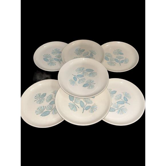 Vintage 1950’s Marcrest Stetson BLUE SPRUCE Bread and Butter Plates Set of 7 - Picture 2 of 5